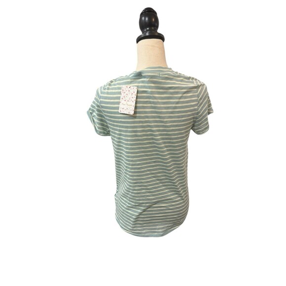 Free People Night Sky Tee Sage Green White Stripe Women’s Large NWT - Picture 5 of 12